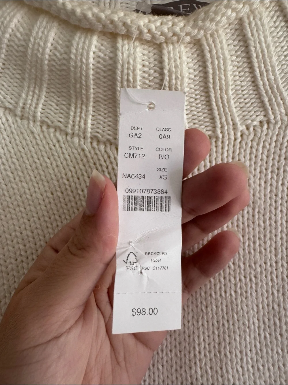 NWT J Crew 2025 Rollneck Sweater In Ivory Size XS